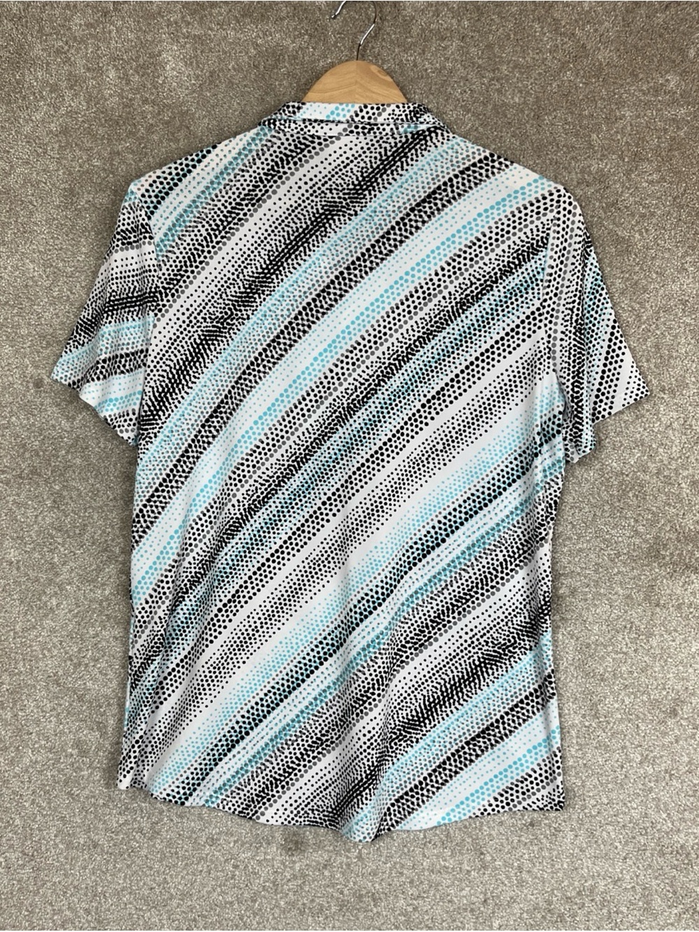 Weekends by Chico's Shirt Womens 1 Blue White Polo Zip Stretch Pullover- 4935 - Picture 7 of 10